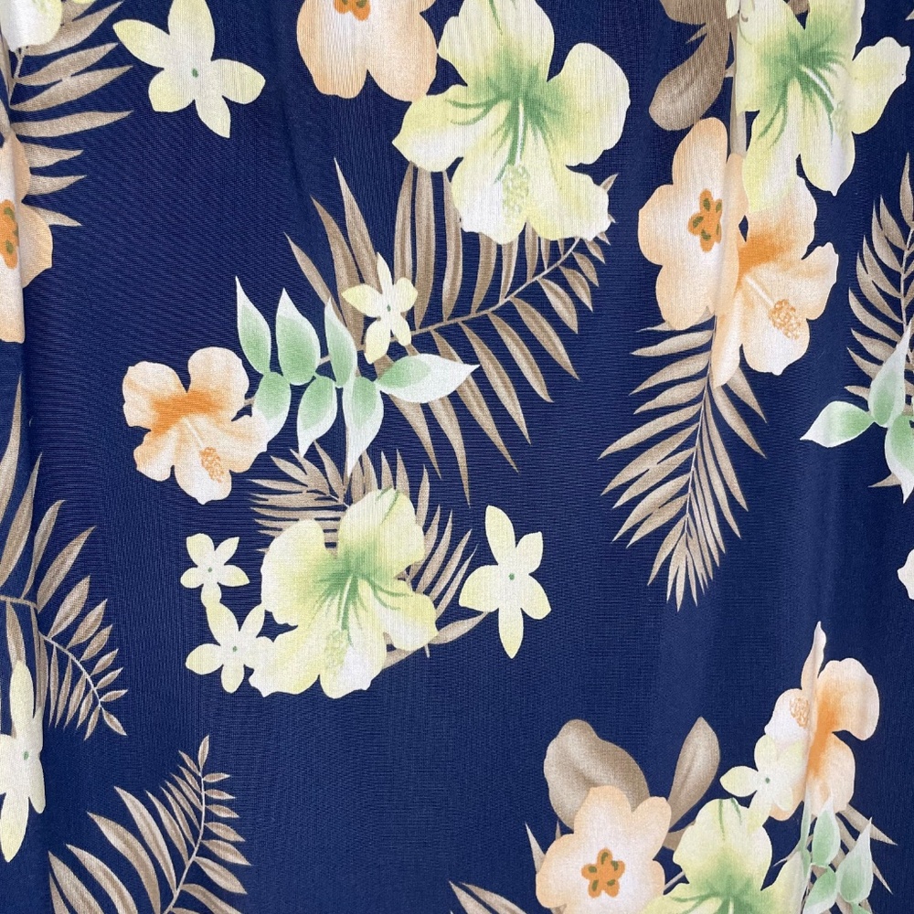 Nani Kai Women’s Floral Sleeveless Hawaiian Slip Midi Dress Navy Blue - Picture 3 of 8